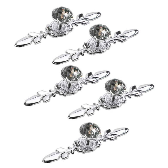 Rawiri Drawer vanity handle Pull handle - crystal glass with diamond trim handle with plate