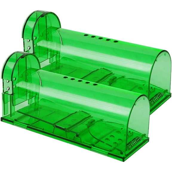 Humane & Effective, No-Kill Catch & Release, Indoor/Outdoor, 2-Pack Transparent Live Mouse Trap