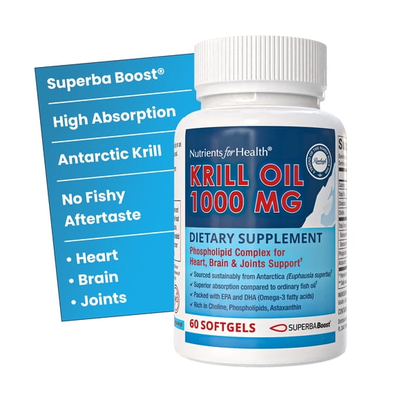Rawleigh Superba Boost Krill Oil 1000 mg Softgels for Heart Brain & Joint Health, 60 Count