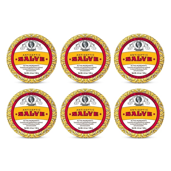 Rawleigh Antiseptic Salve for First Aid, Minor Cuts & Wounds, 6 Big Tins of 4.5 oz
