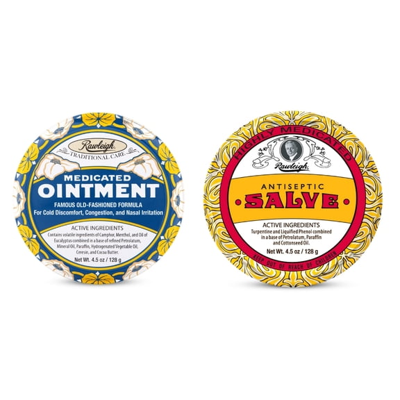 Rawleigh Antiseptic Salve Iconic Yellow Big Tin: 4.5 oz + Medicated Ointment: 4.5 oz