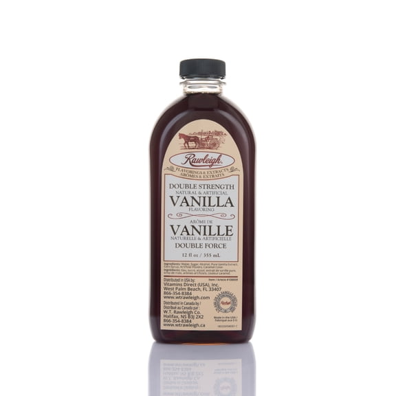 Rawleigh Double Strength Vanilla Flavoring: 12 fl oz, Rich Bourbon Vanilla Beans, Premium Flavoring for Baking Cookies, Cakes, & Desserts, Ice Cream, SQF Certified, 2X Strength - Pack of 1