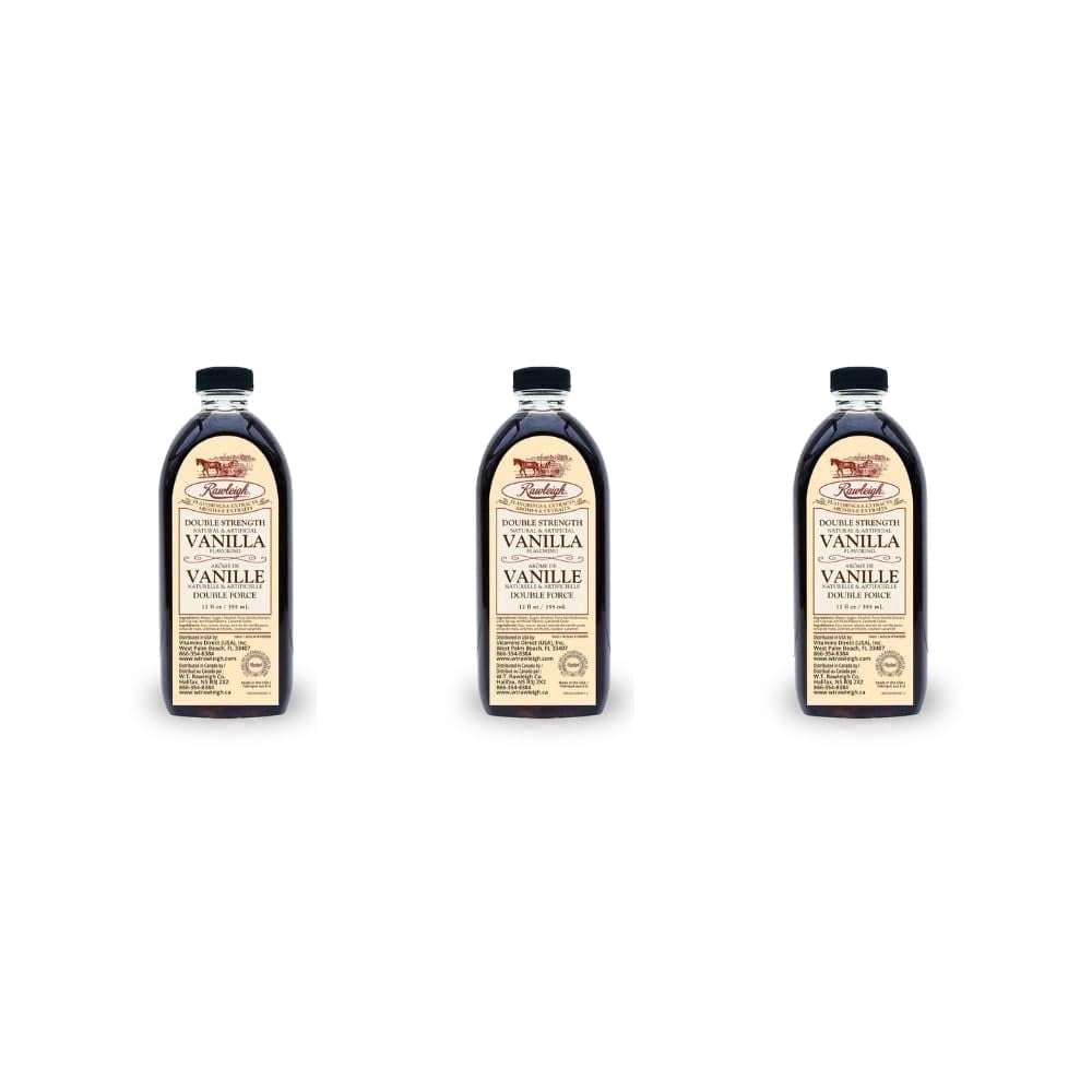 Rawleigh Double Strength Vanilla Flavoring for Baking & Desserts, 3 Bottles of 12 fl oz