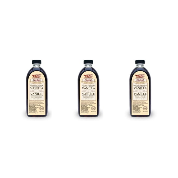 Rawleigh Double Strength Vanilla Flavoring: 12 fl oz, Rich Bourbon Vanilla Beans, Premium Flavoring for Baking Cookies, Cakes, & Desserts, Ice Cream, SQF Certified, 2X Strength - Pack of 3