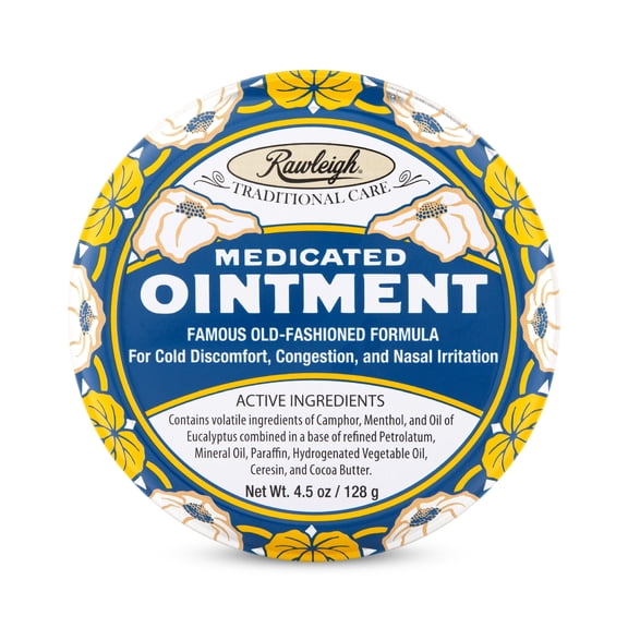 Rawleigh Medicated Ointment: 4.5 oz Blue Tin, Topical Chest Rub for Cold, Nasal Congestion, Minor Aches and Pain, with Camphor, Menthol & Eucalyptus, Non-Greasy Formula - Pack of 1