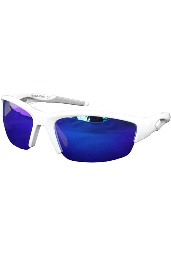 132 Adult Sport Shield Baseball Softball Sunglasses (White/Blue)