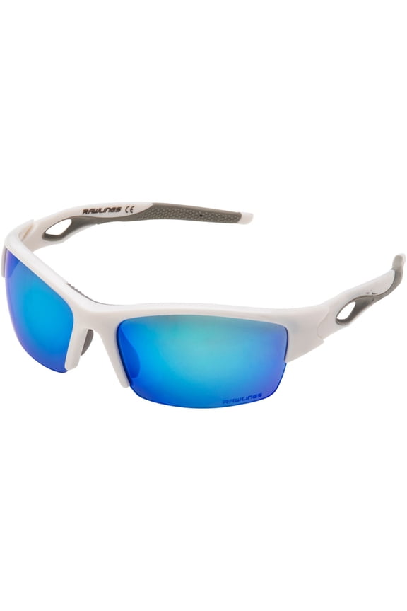 132 Adult Sport Shield Baseball Softball Sunglasses (White/Blue)