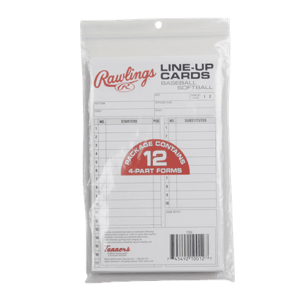 Rawlings 4-Part Carbonless Coaches Baseball/Softball Lineup Cards (17LU)
