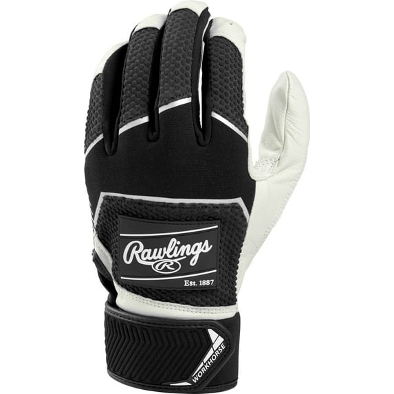 Rawlings Adult Workhorse Batting Gloves | Black | LRG