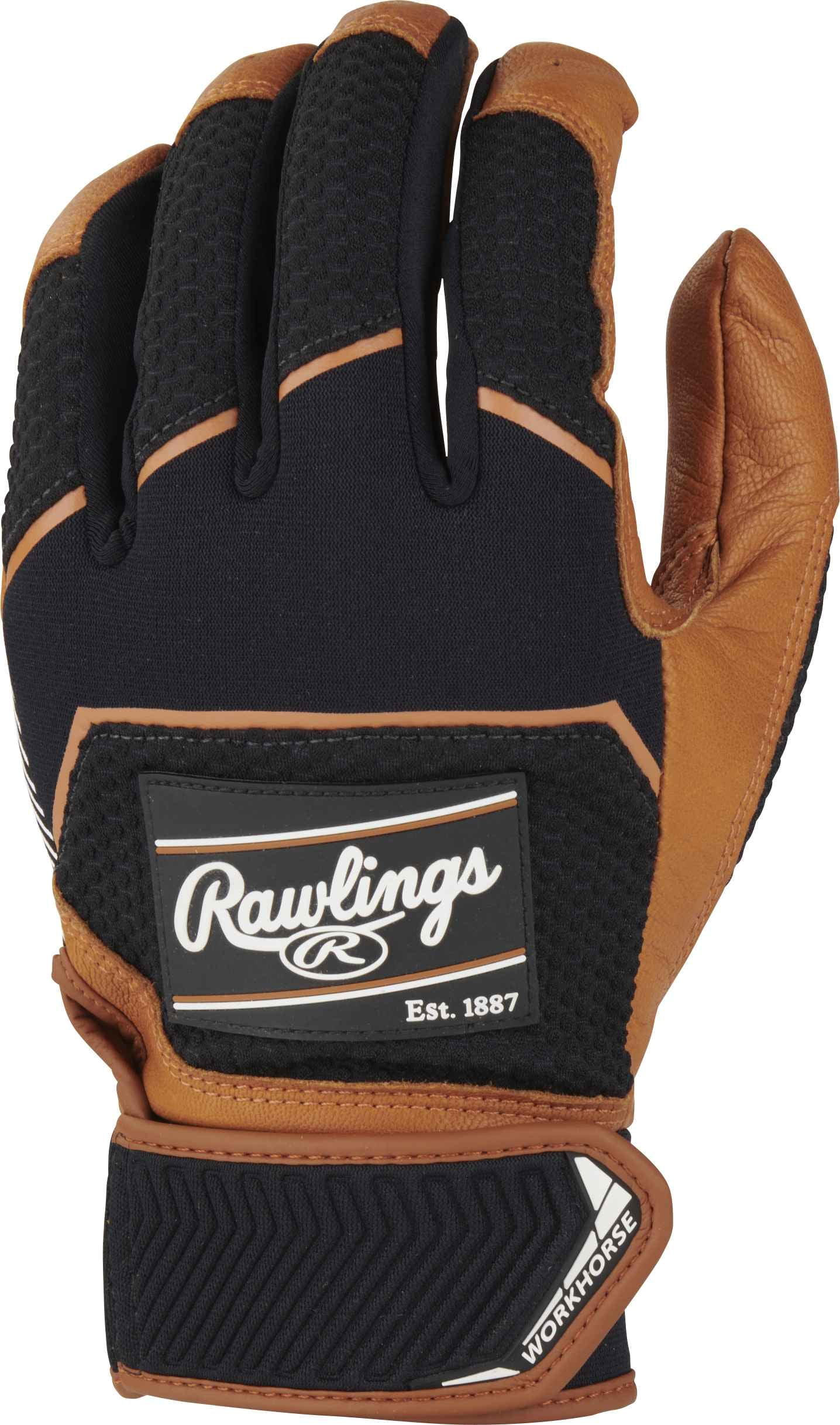 Rawlings Adult Workhorse Batting Gloves Caramel/Black LRG