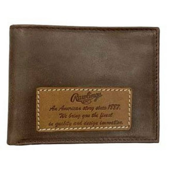 Rawlings American Story Patch Bi-fold Wallet Baseball Genuine Leather Brown
