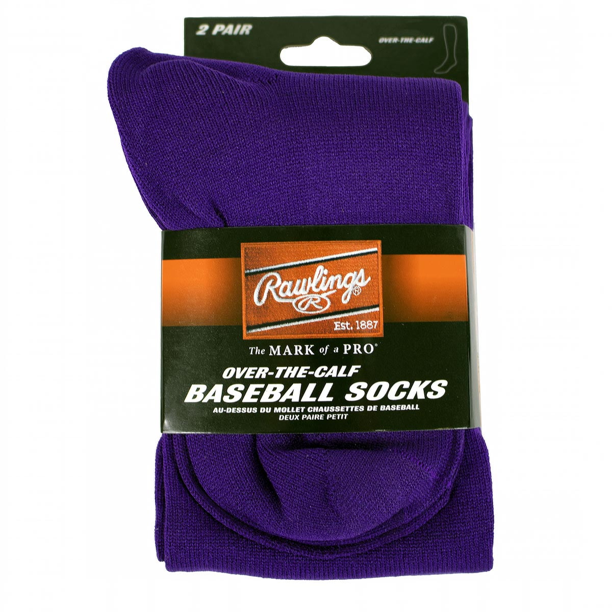 Rawlings Adult Small OverTheCalf Baseball & Softball Socks, 2 Pair