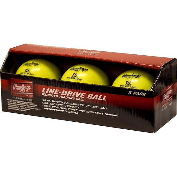 Rawlings Baseball/Softball Line-Drive Hollow Training Balls 3-Pack - Yellow