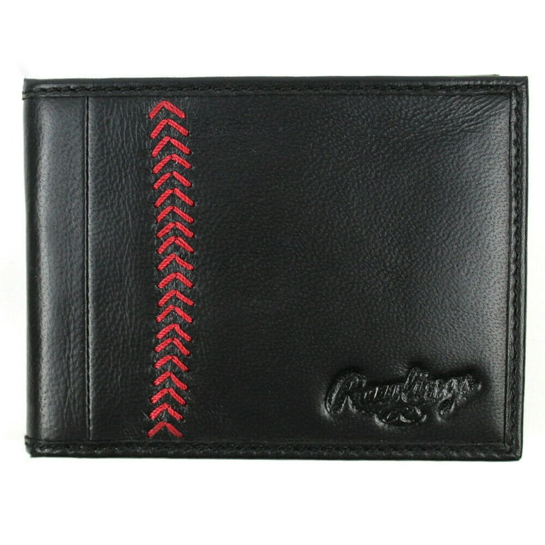 Vintage Baseball Stitch Tan Leather Trifold Wallet by Rawlings