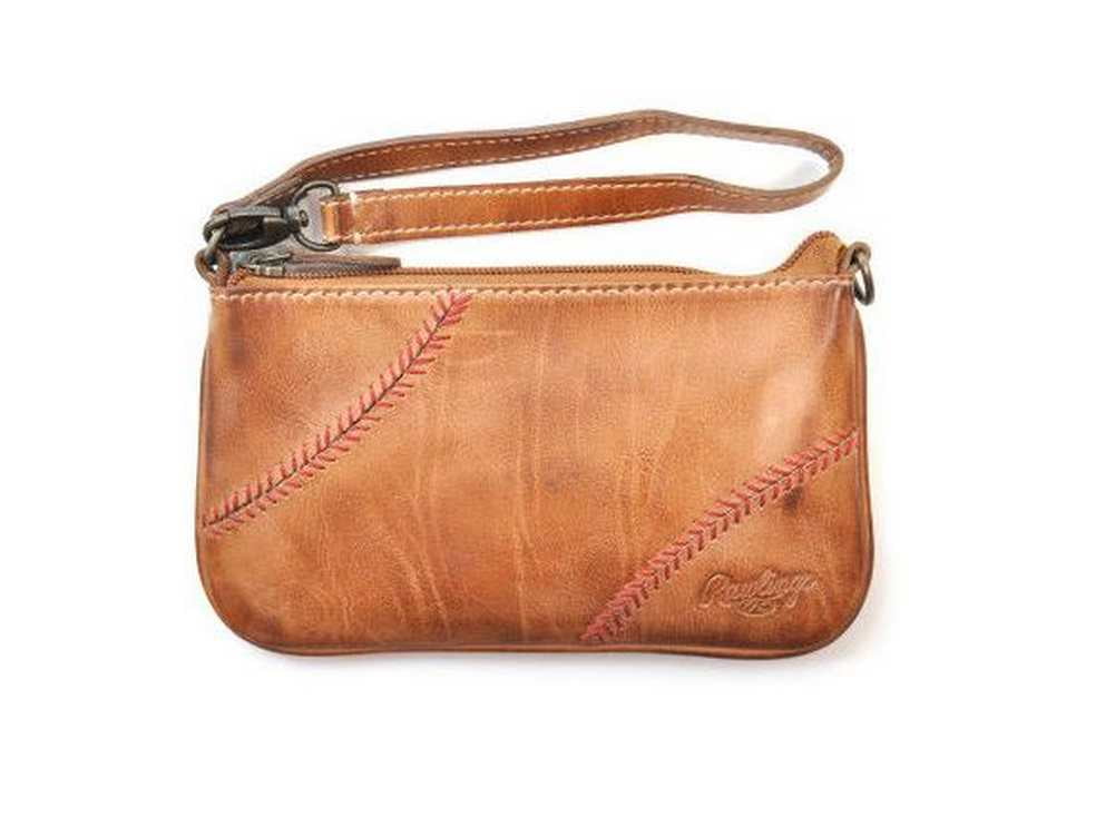 Rawlings Baseball Stitch Tan Zippered Leather Wristlet, MW470