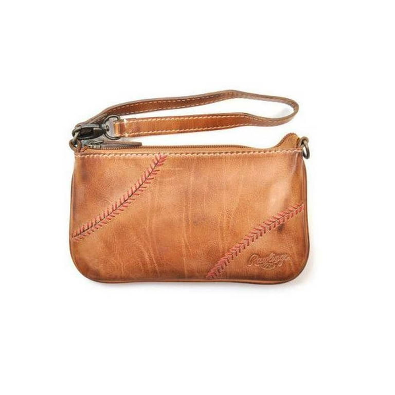 Rawlings Baseball Stitch Tan Zippered Leather Wristlet, MW470