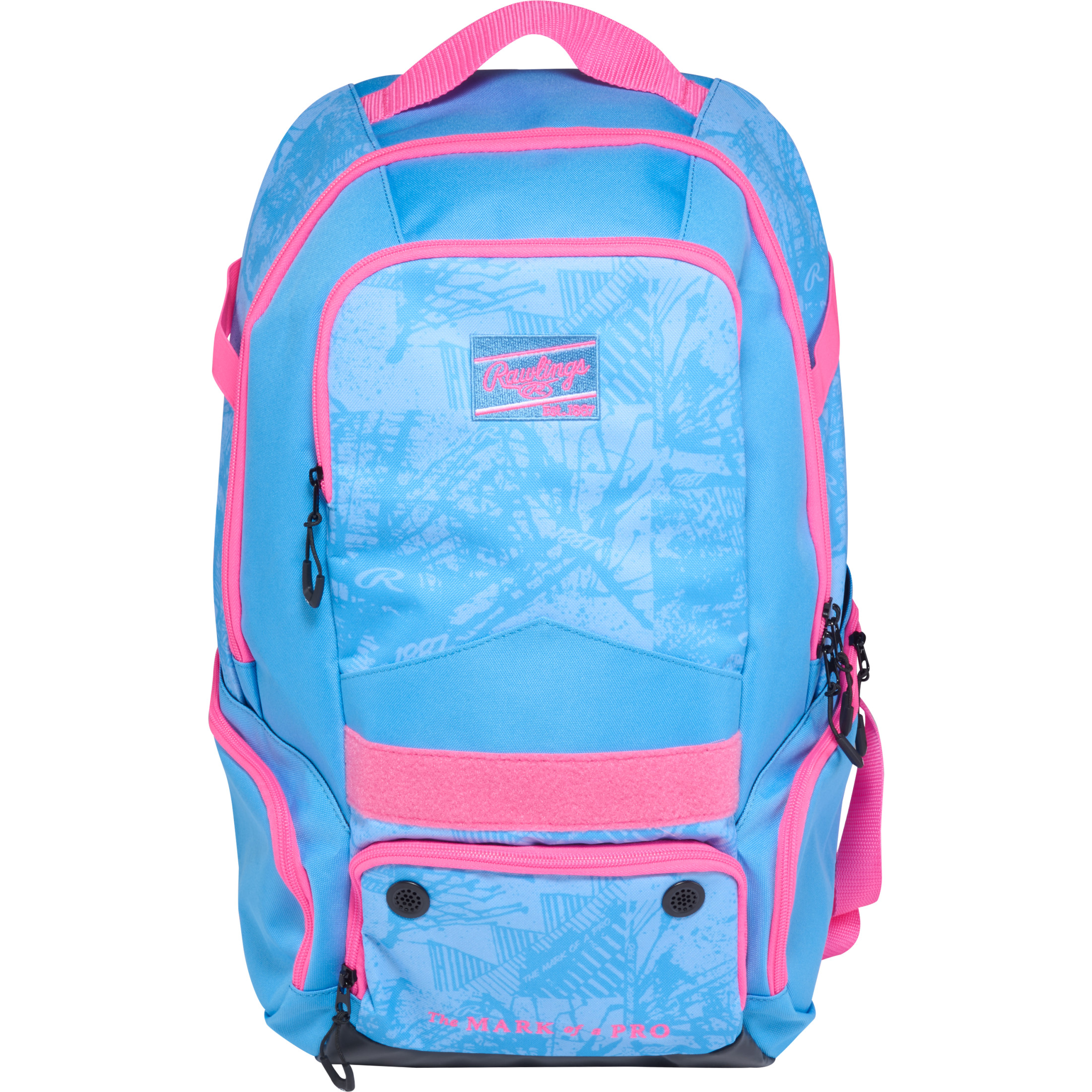 Rawlings Gamer Series Baseball Backpack | Bat & Gear Bag | Columbia Blue/Pink
