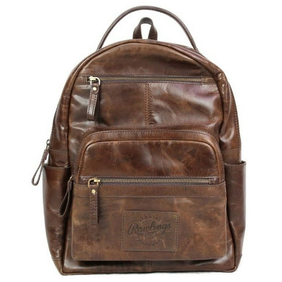 Rawlings Heritage Medium Genuine Leather Backpack Baseball Laptop Sleeve Brown
