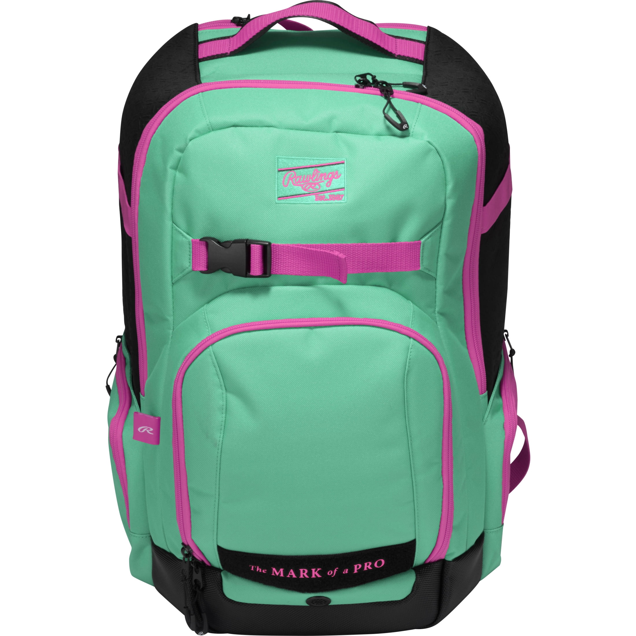 Rawlings Journey Players Baseball Backpack | Bat & Gear Bag | Mint/Pink