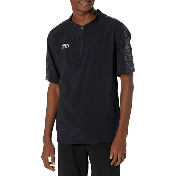 Rawlings Launch Short Sleeve Adult Cage Batting Practice Jacket, Black