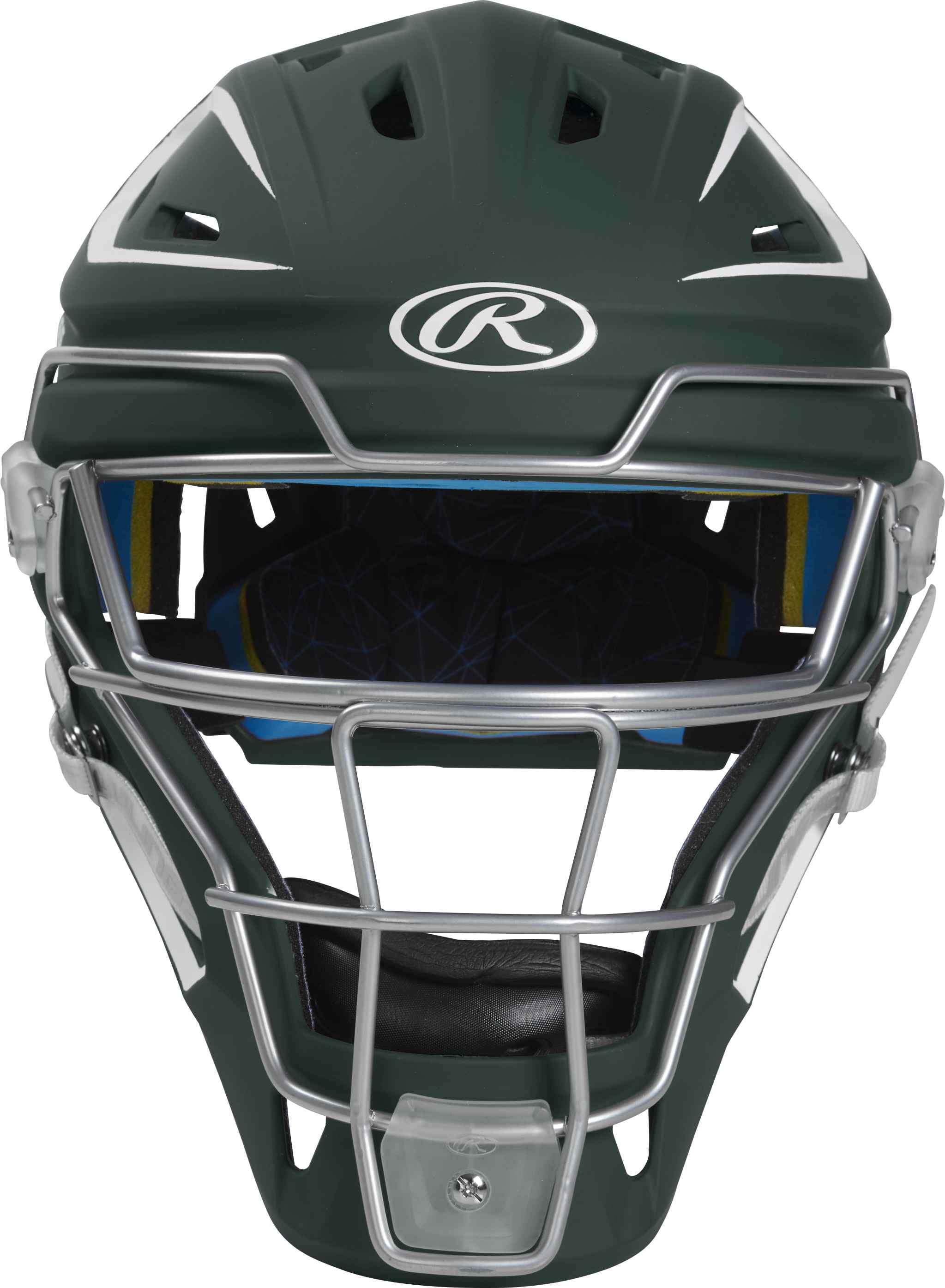 Rawlings MACH Baseball Junior Catcher's Helmet | Dark Green/White | Junior