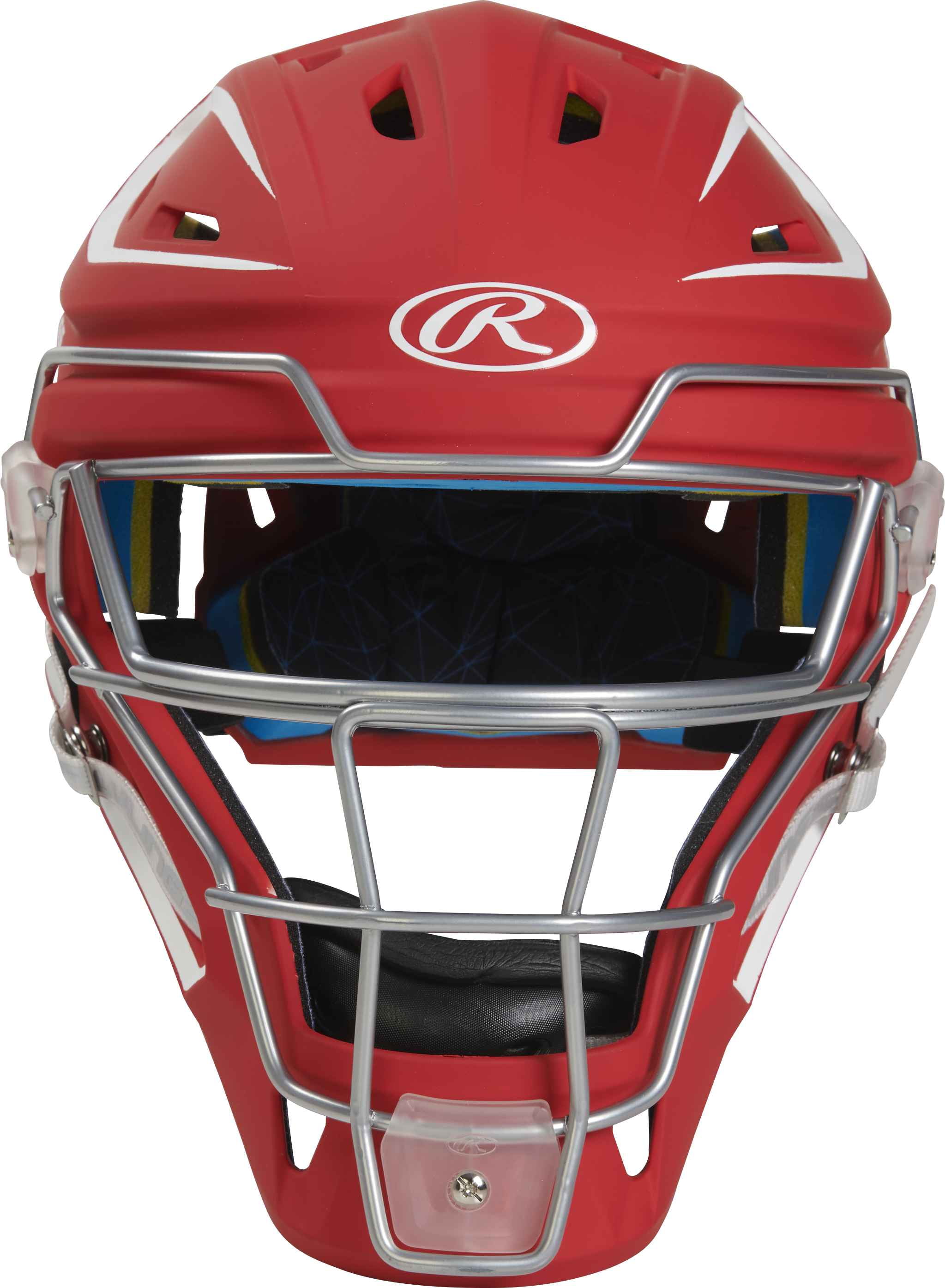 Rawlings MACH Baseball Junior Catcher's Helmet | Scarlet/White | Junior