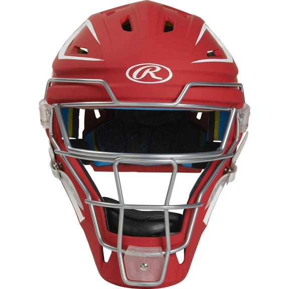 Rawlings MACH Baseball Senior Catcher's Helmet | Scarlet/White | Senior