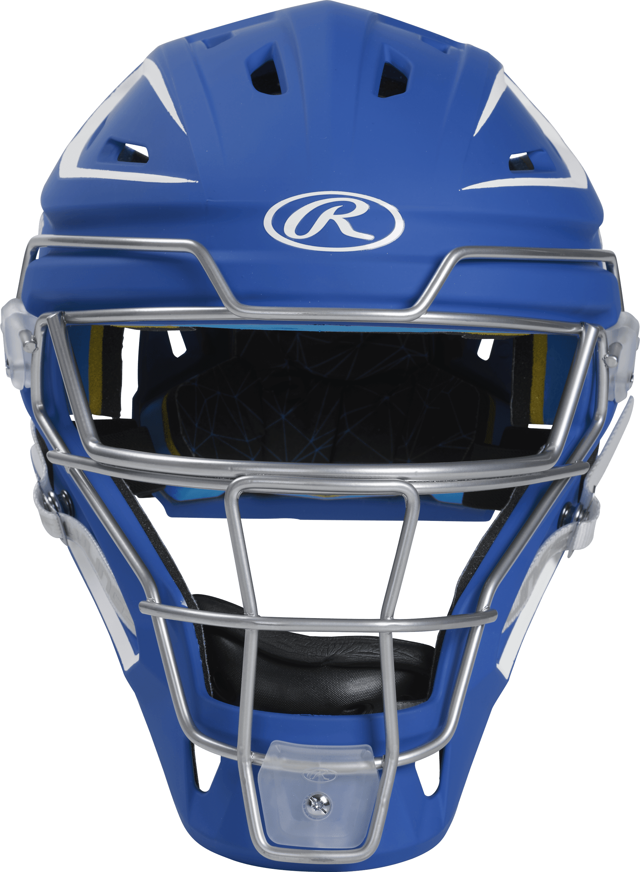 Rawlings MACH Senior Catcher's Helmet with IMPAX Padding, Royal and White