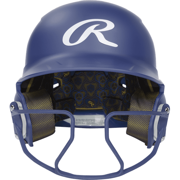 Rawlings Mach Hi-Viz 1-Tone Batting Helmet with Attached Face Guard - Matte | Royal | Junior