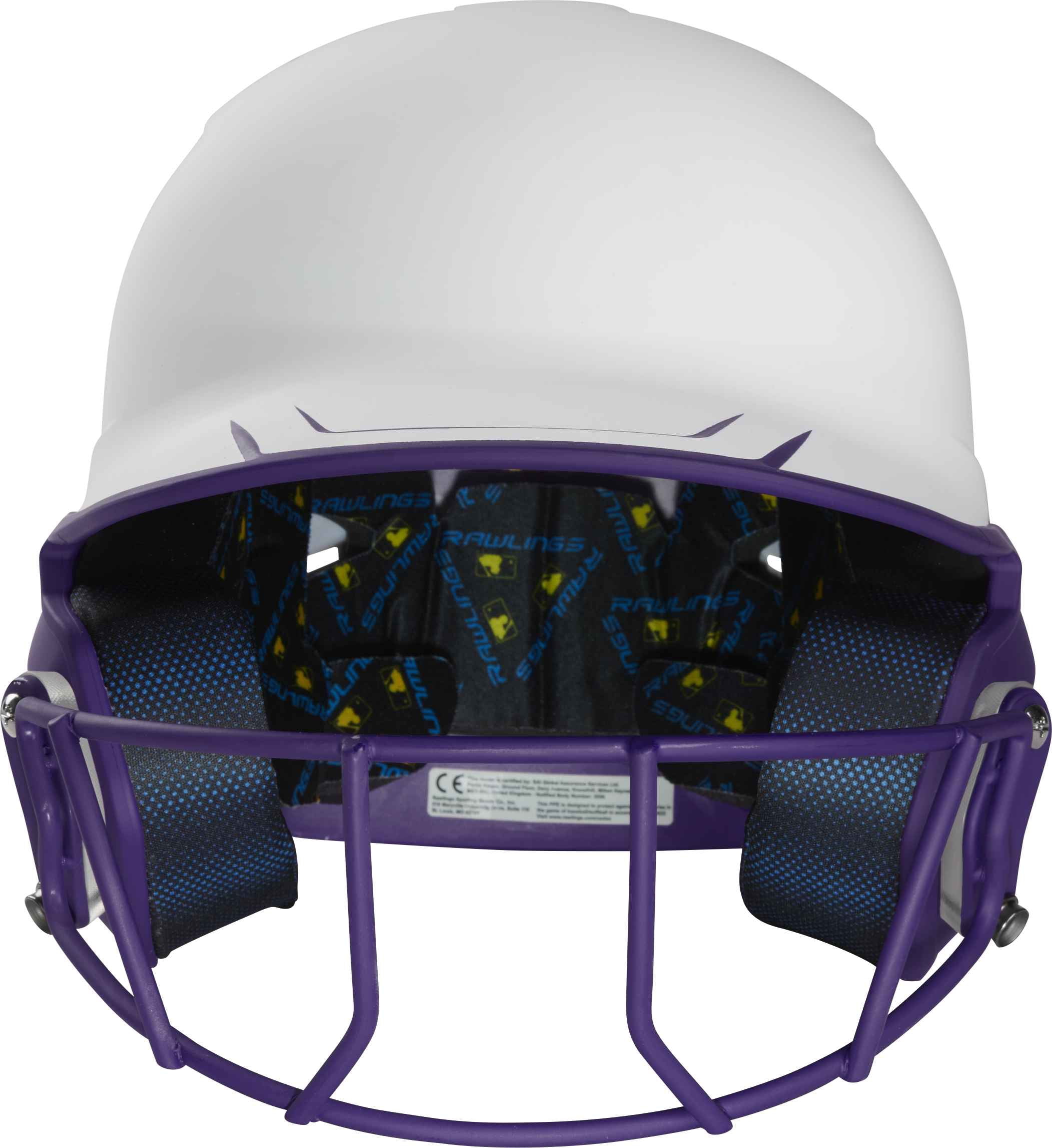 Rawlings Mach Ice Softball Batting Helmet, Senior | White/Purple | Senior