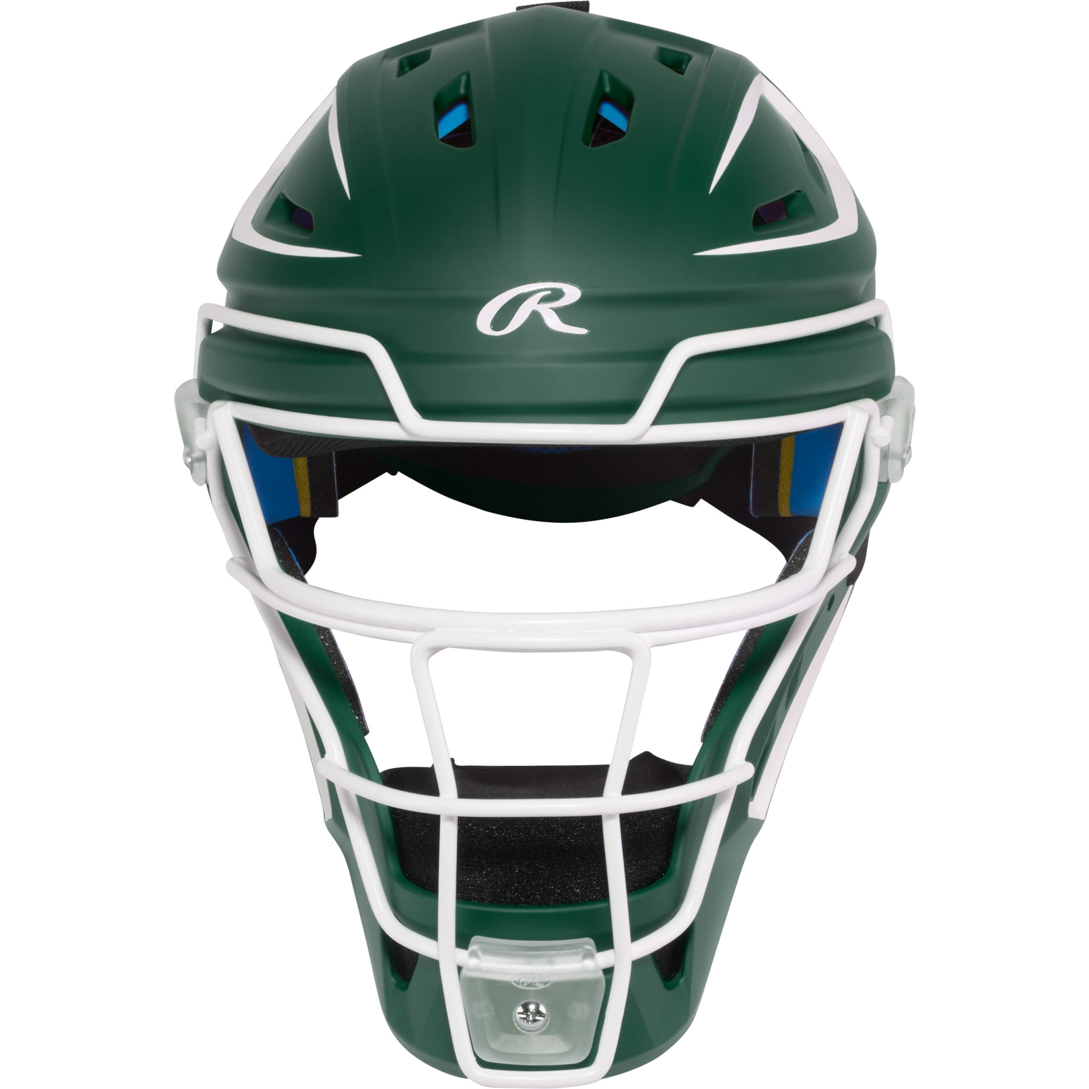 Rawlings Mach Pro Series Catcher’s Helmet, Hockey Style, Senior, Green/White