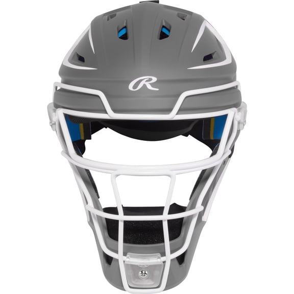 Rawlings Mach Pro Series Catchers Helmet, Hockey Style, Junior, Grey/White