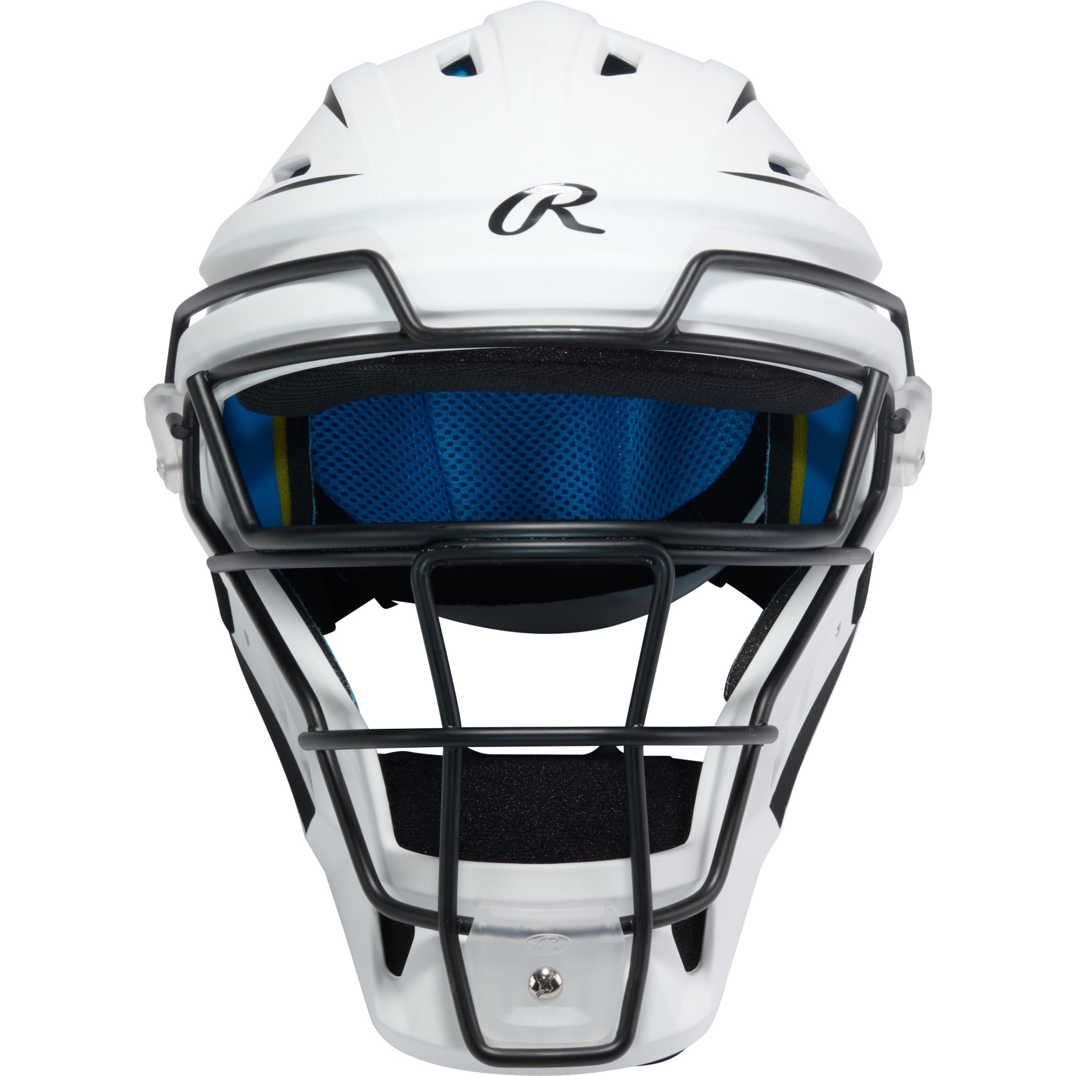 Rawlings Mach Pro Series Catcher’s Helmet, Hockey Style, Junior, White/Black