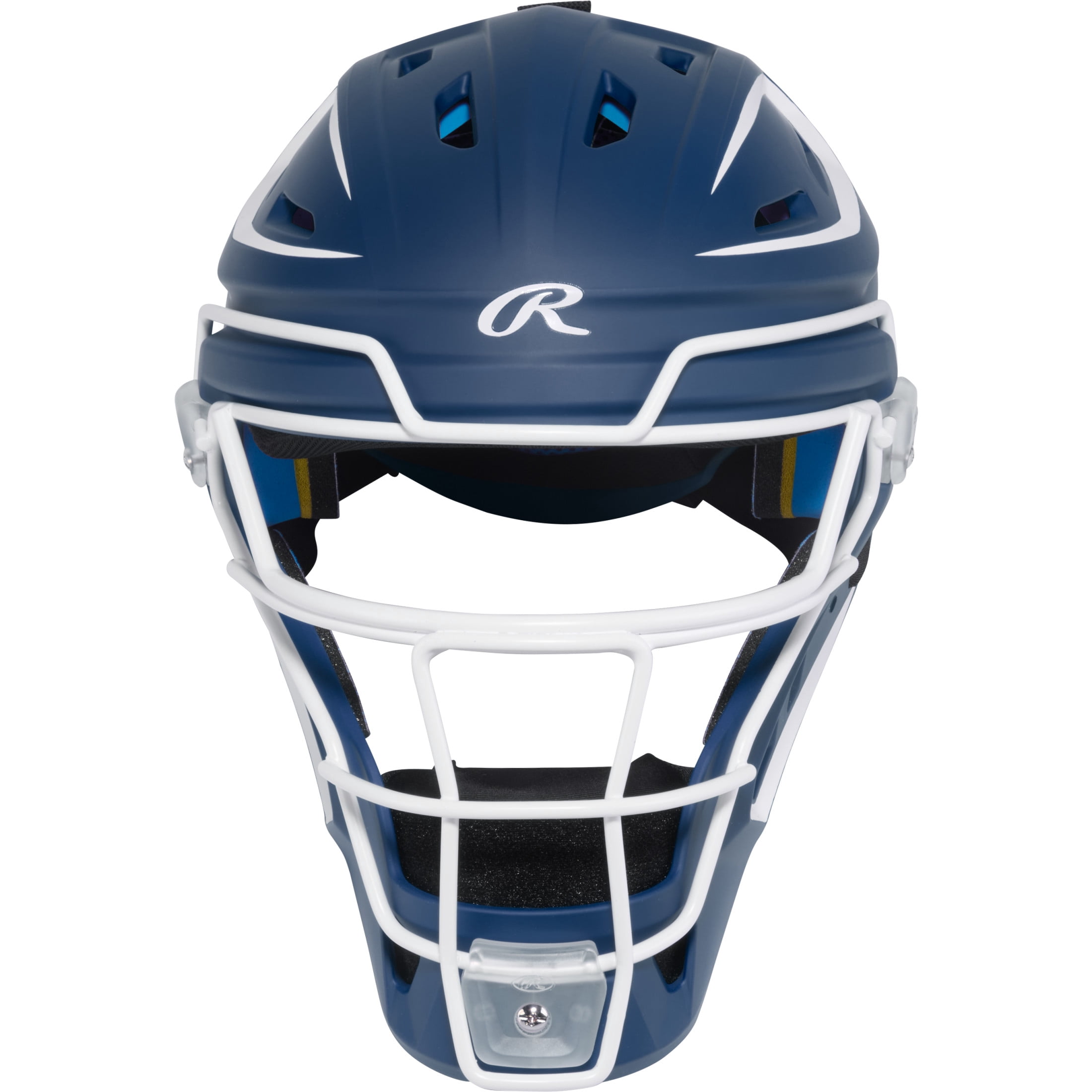 Rawlings Mach Pro Series Catcher’s Helmet, Hockey Style , Senior , Navy/White