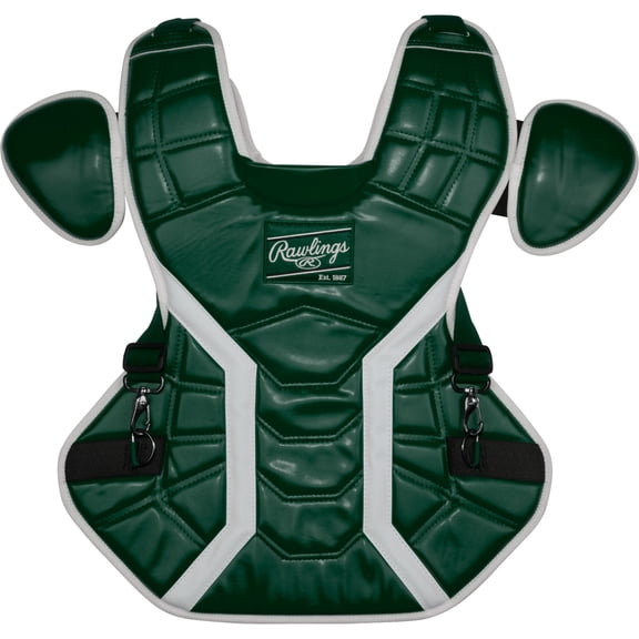 Rawlings Mach Pro Series Chest Protector, Adjustable Fit, Medium, Green/White