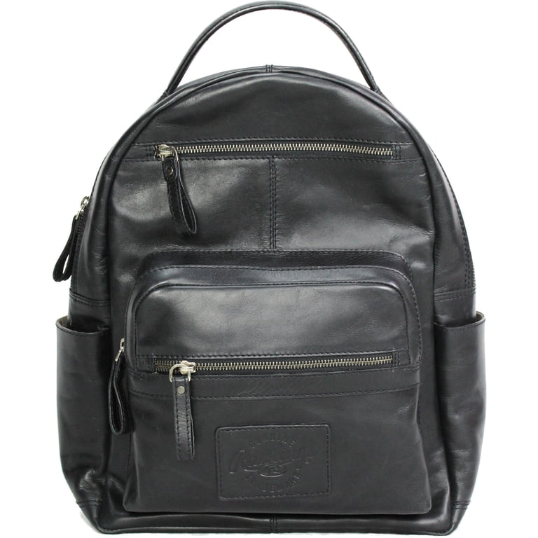 baseball leather backpack Rawlings Heritage Medium Genuine Leather Backpack Baseball Laptop Sleeve  Black