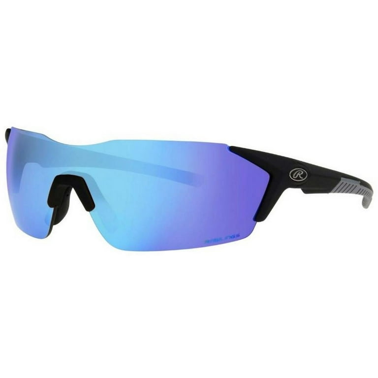 Rawlings Men's 1801 Athletic Sunglasses Rimless Black/Blue Smoke Mirror Lens