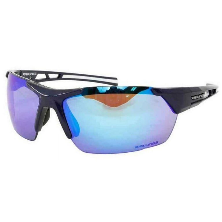 Rawlings Mens Athletic Sunglasses Half-Rim Black/Blue Mirrored Lens  10237061.QTS 