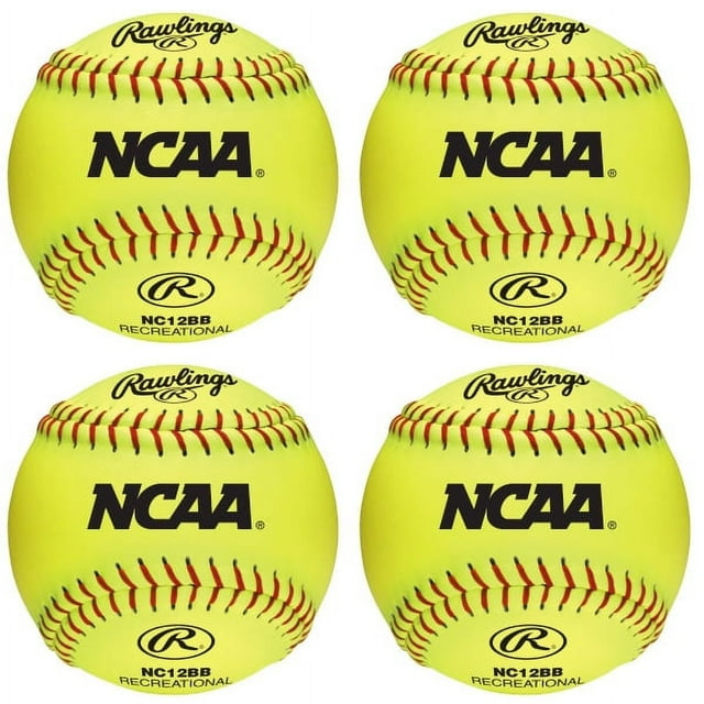 Rawlings NCAA Recreational Fastpitch Softballs, 12 inch, 4 Count