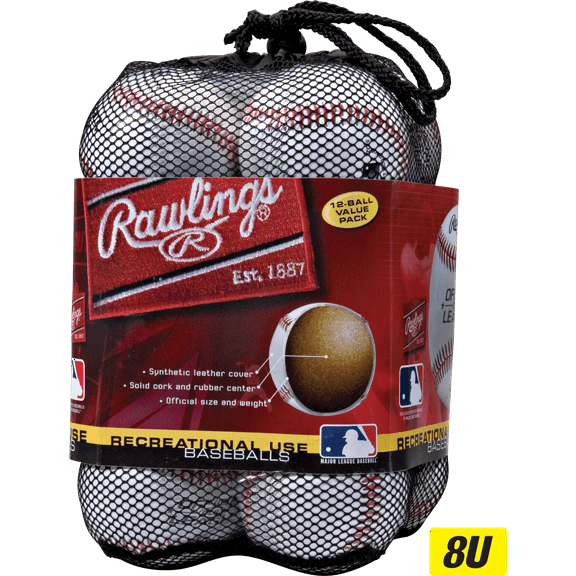 Rawlings | Official League Recreational Use Practice Baseballs | Youth/8U | Bag of 12 | OLB3BAG12 | 12 Count