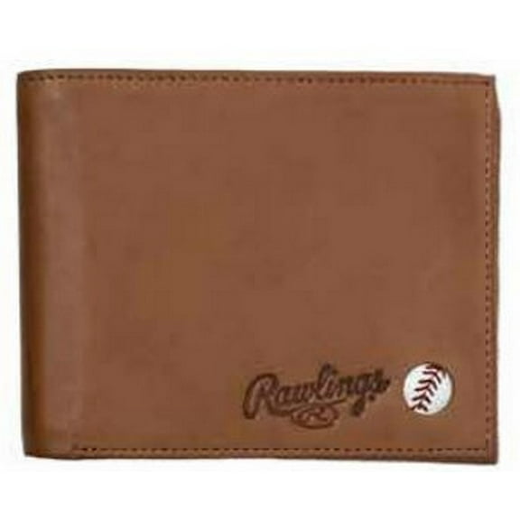 Rawlings Play Ball Bi-Fold Wallet Brown Baseball Leather RFID Protection