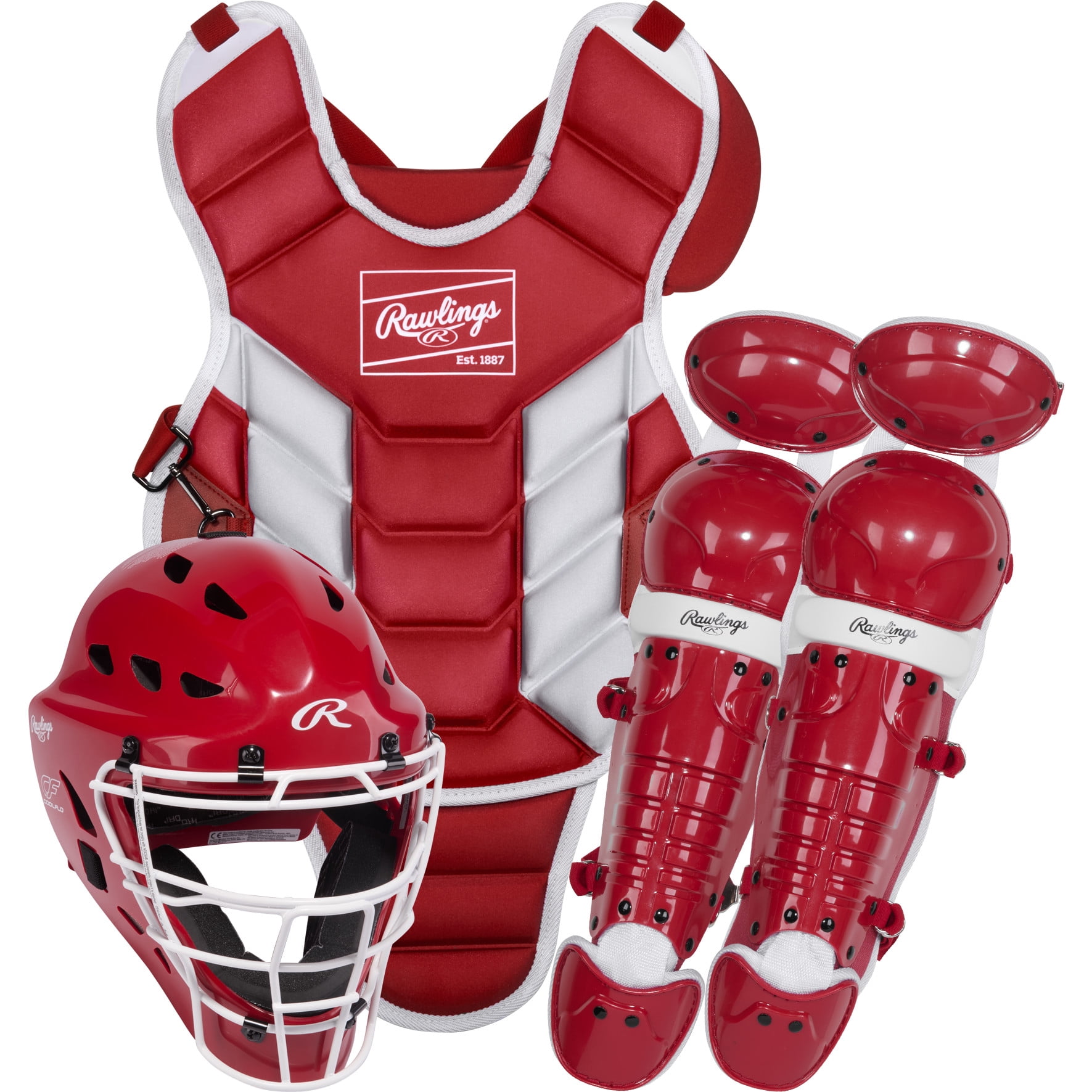 Rawlings Players 3 Series Catcher’s Gear Set | Youth | Red/White