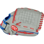 Rawlings Players Series Youth Tball/Baseball Glove, Gray/Blue/Red, 11.5 inch, Right Hand Throw
