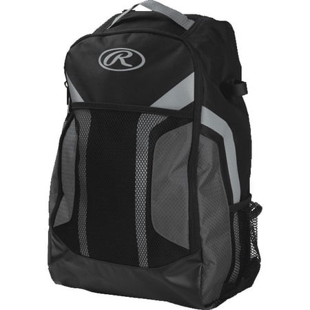 Rawlings Players Youth Baseball Equipment Backpack, Black and Gray