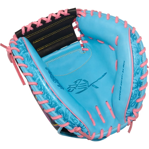 Rawlings REV1X CM43 Catcher's Mitt | 34-Inch | Columbia Blue/Black