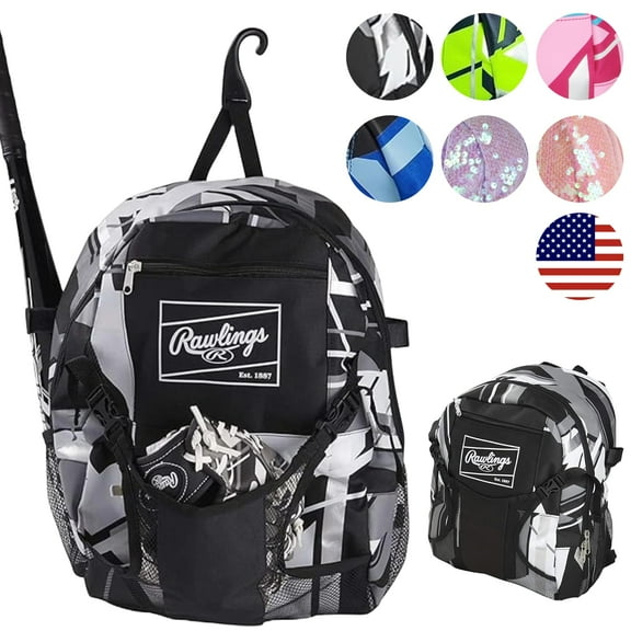 Rawlings Remix Youth Tball and Baseball Backpack Bags Black