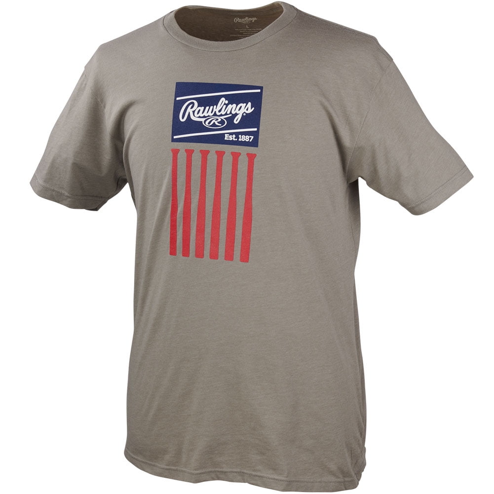 Rawlings Men's Bat Flag Baseball T-Shirt Grey M