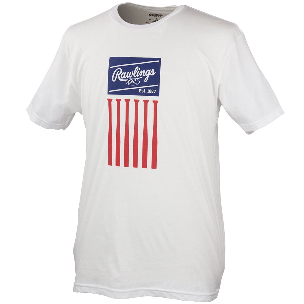 Rawlings Men's Bat Flag Baseball T-Shirt White L