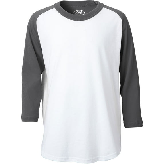 Rawlings Sporting Goods Rawlings Youth 3/4 Sleeve Baseball Training Shirt Grey L