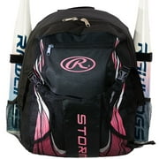 Rawlings Storm Girls T-Ball Softball Batting Bag Backpack Black/Pink